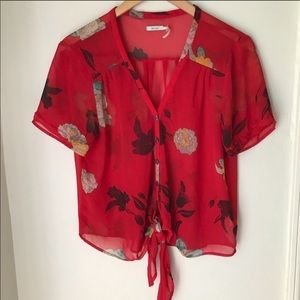 Urban Outfitters Red Floral Top